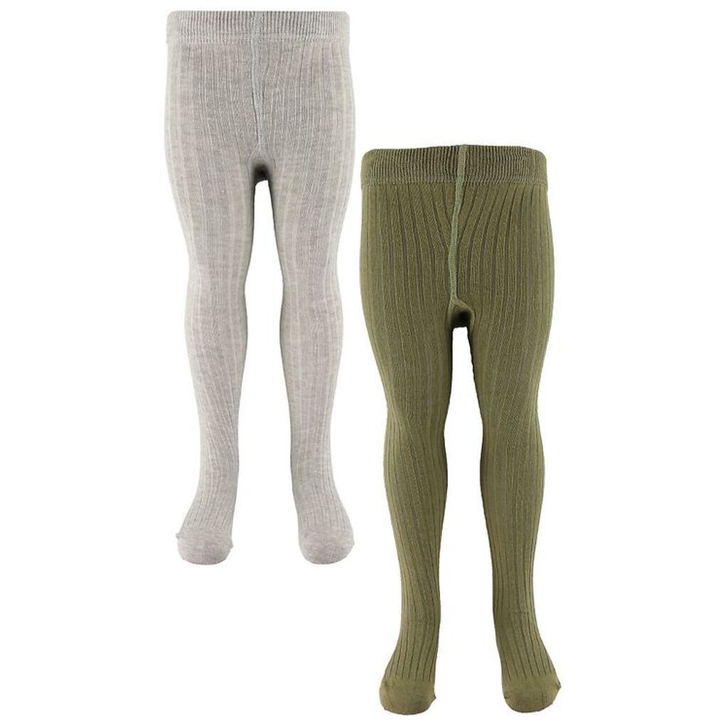 Minymo Strømpebukser - 2-Pak - Solid Rib - Light Grey Melange