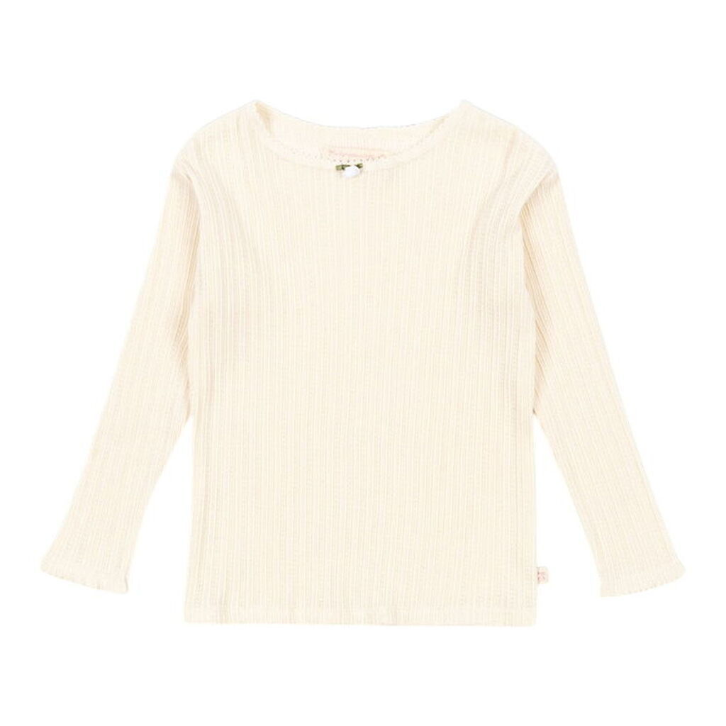 Konges Sløjd Bluse - Rib - Papin - Antique White m. Hulmønster