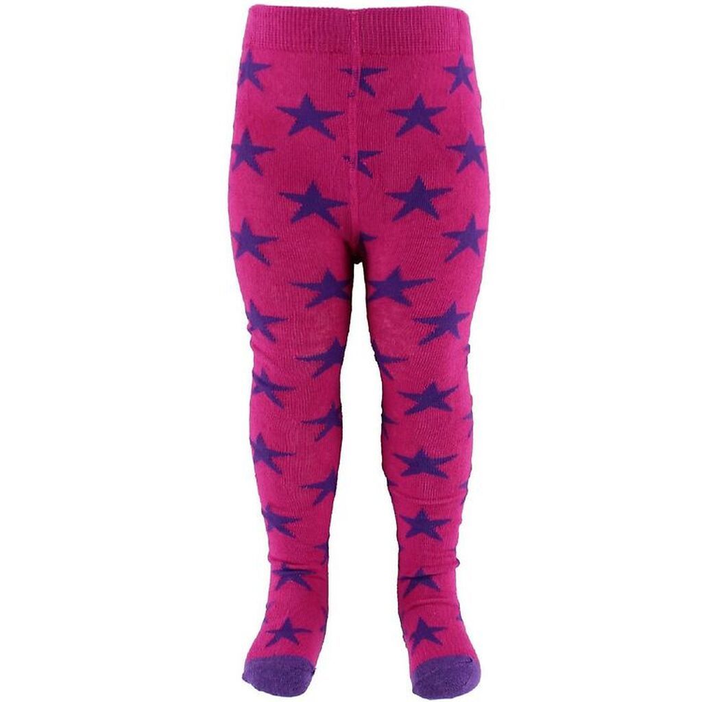 Fuzzies Strømpebukser - Pink m. Lilla Stjerner
