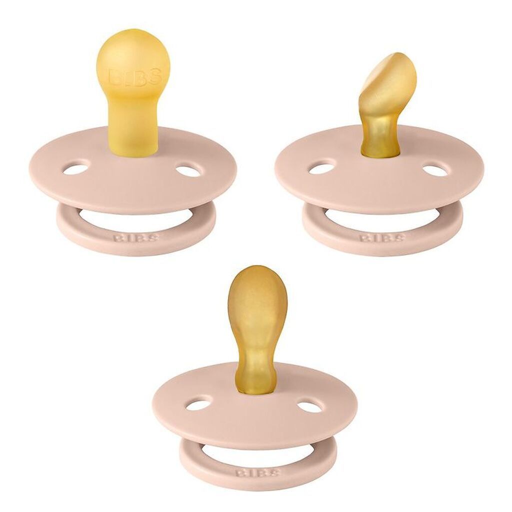 BIBS Colour Sutter - 3-pak - Str. 1 - Naturgummi - Blush