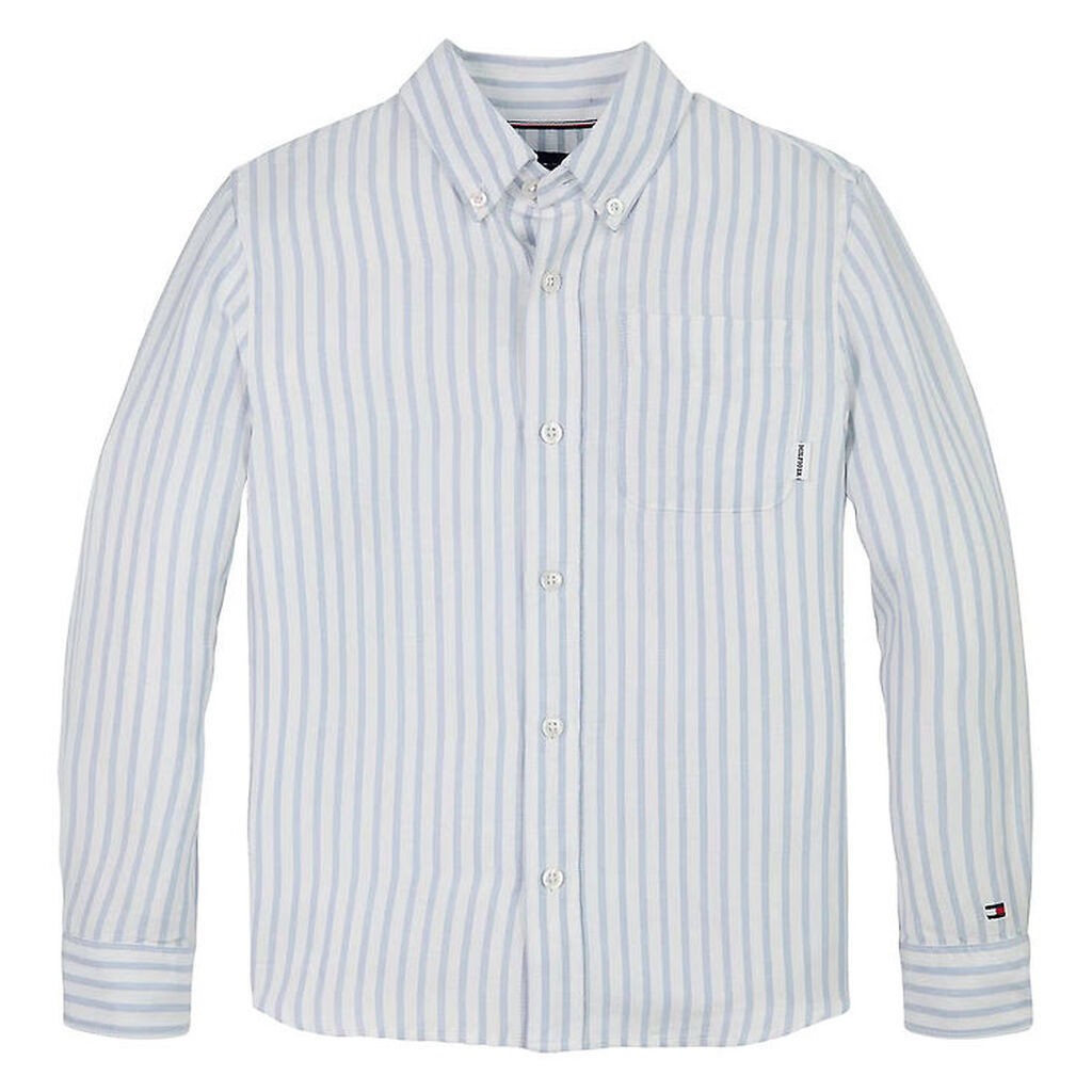 Tommy Hilfiger Skjorte - Hør - Linen Blend - Breezy Blue Stripe