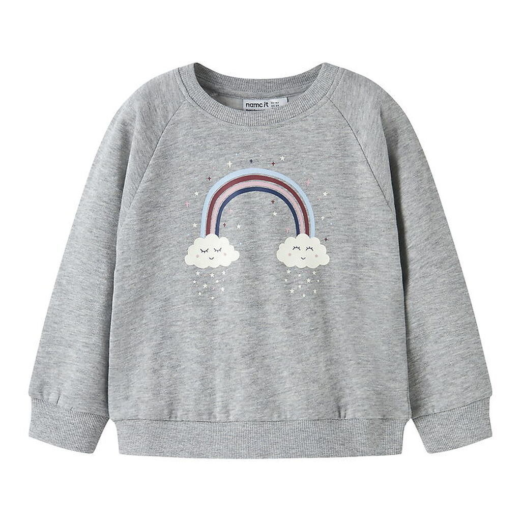 Name It Sweatshirt - NmfVenus - Grey Melange/Rainbow Clouds