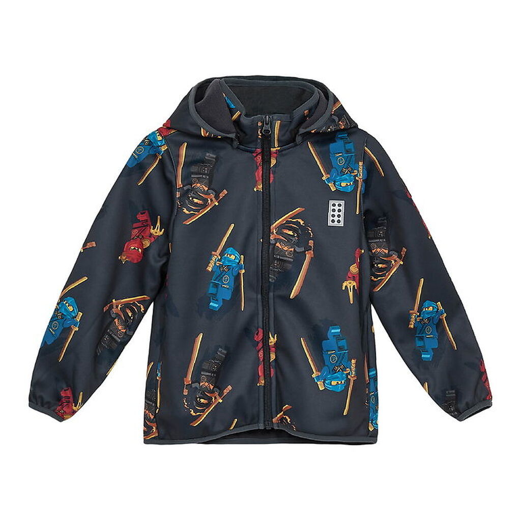 LEGOÂ® Ninjago Softshelljakke - LWSaku 602 - Koksgrå m. Ninjaer