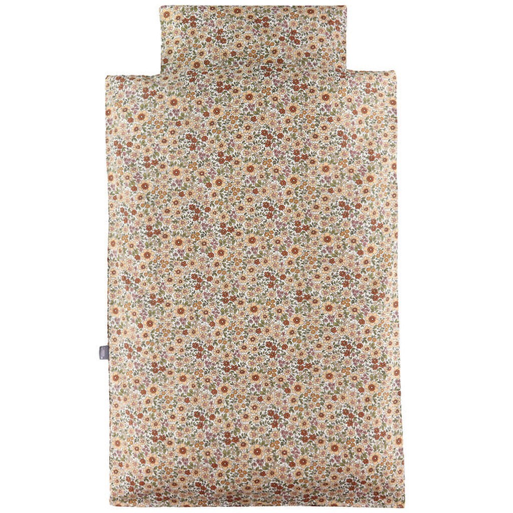 Nørgaard Madsens Sengetøj - Junior - Hvid m. Røde og Beige Bloms