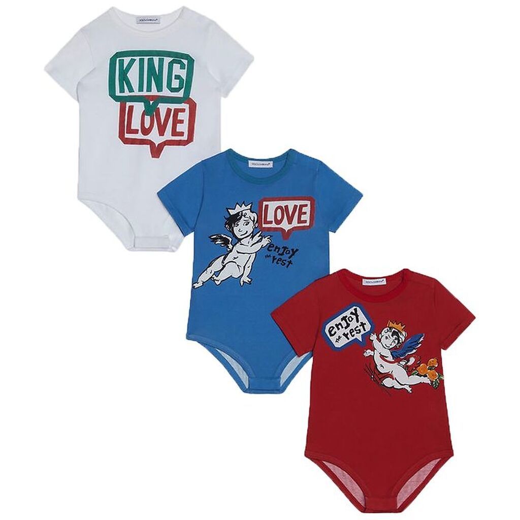 Dolce & Gabbana Bodyer k/æ - 3-pak - Blå/Rød/Hvid