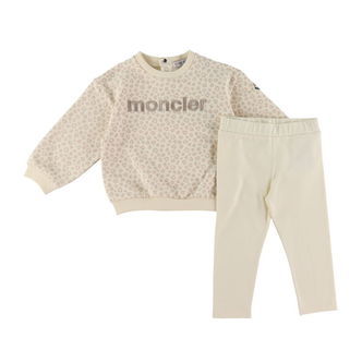 Moncler Sweatshirt/Leggings - Open White/Beige m. Leopardprint