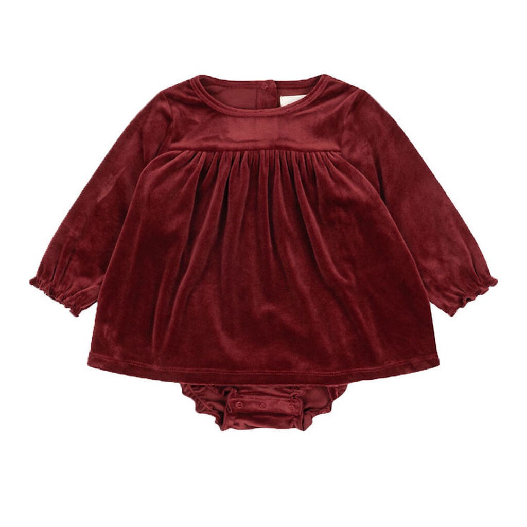 Konges Sløjd Kjolebody - Velour - Jingle - Red Dahlia