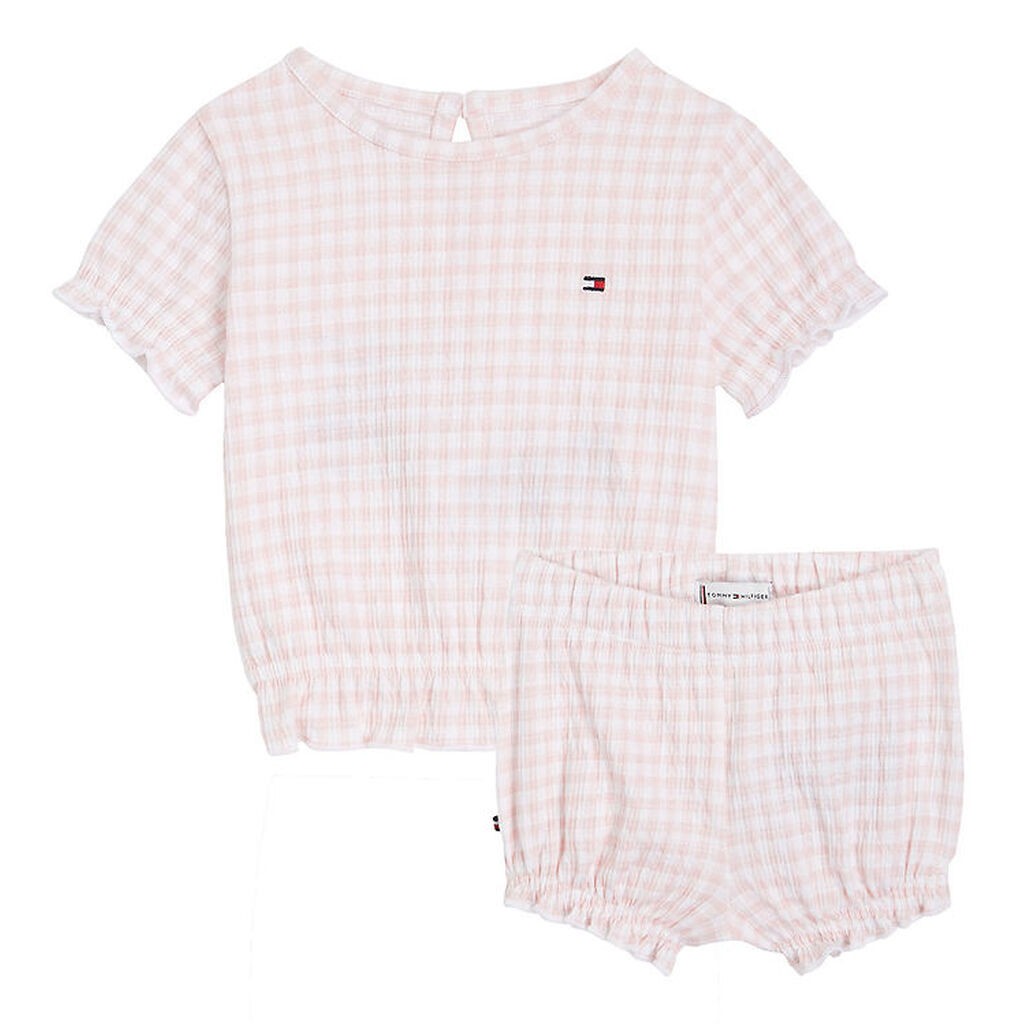 Tommy Hilfiger Sæt - T-shirt/Bloomers - Ruffle Gingham - White/P