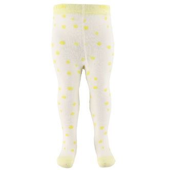 Melton Strømpebukser - Hvid/Gul m. Prikker