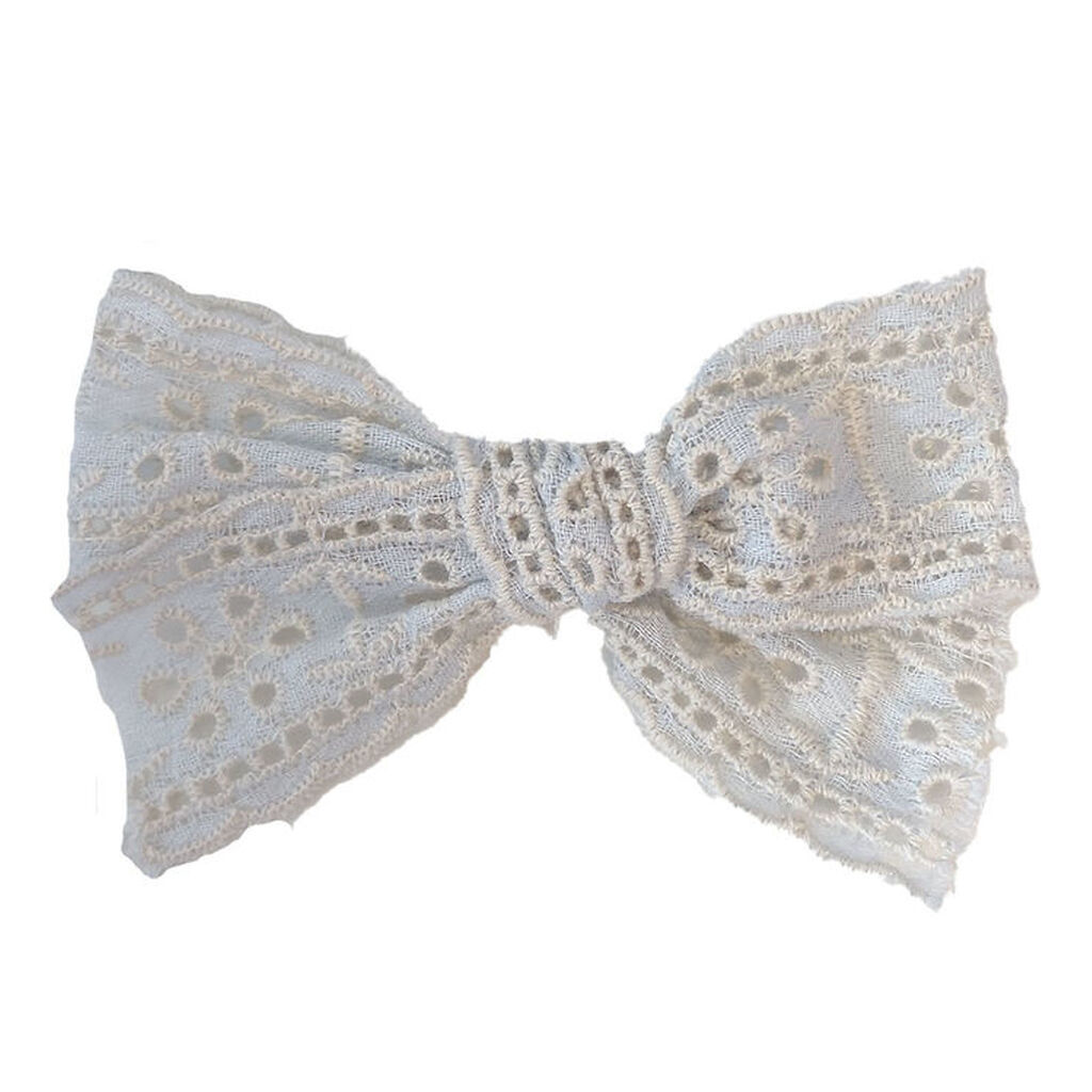 By Stær Hårspænde m. Sløjfe - Franka - 9x6 cm - Lyseblå Broderi