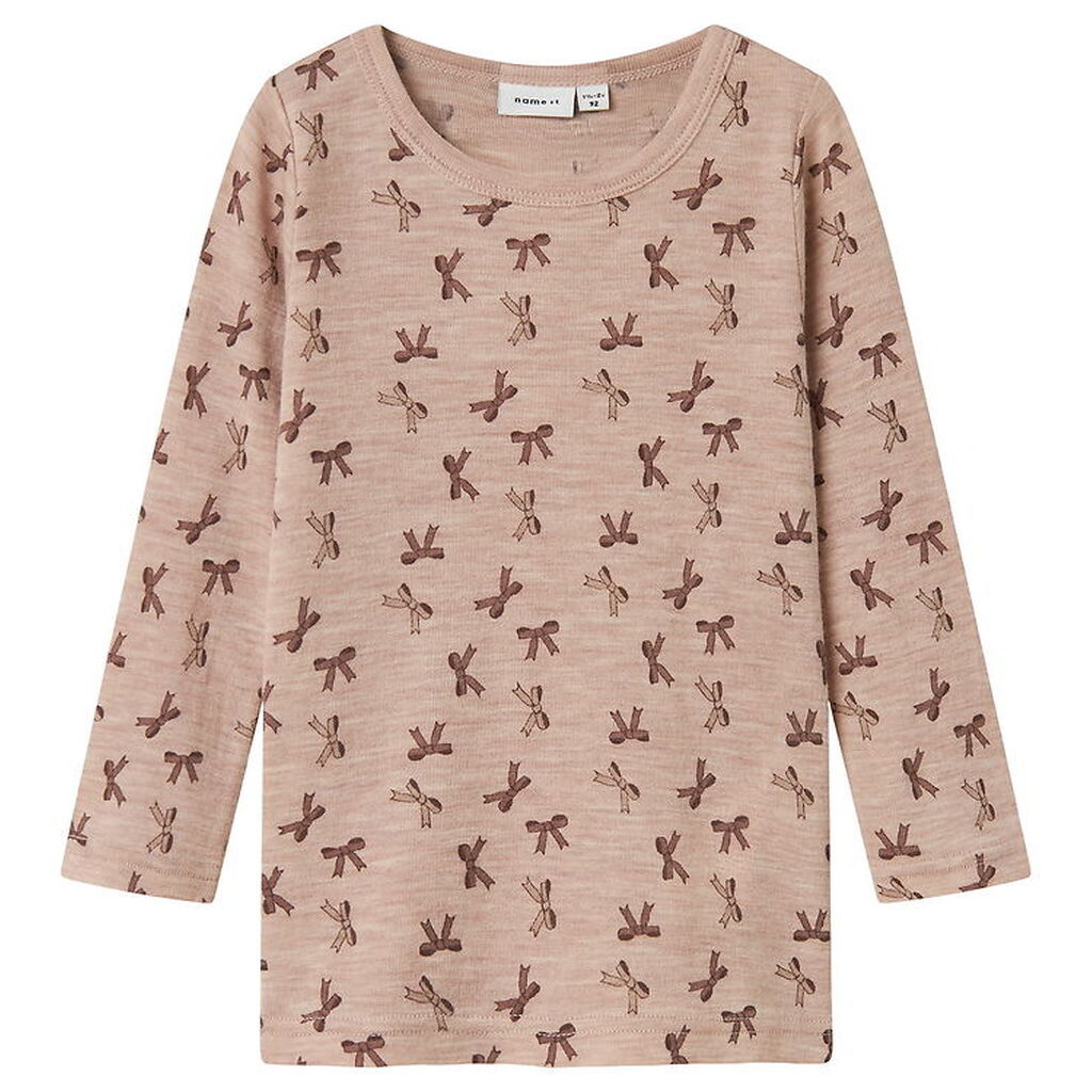 Name It Bluse - Uld - NmfWang - Shadow Gray/Bows