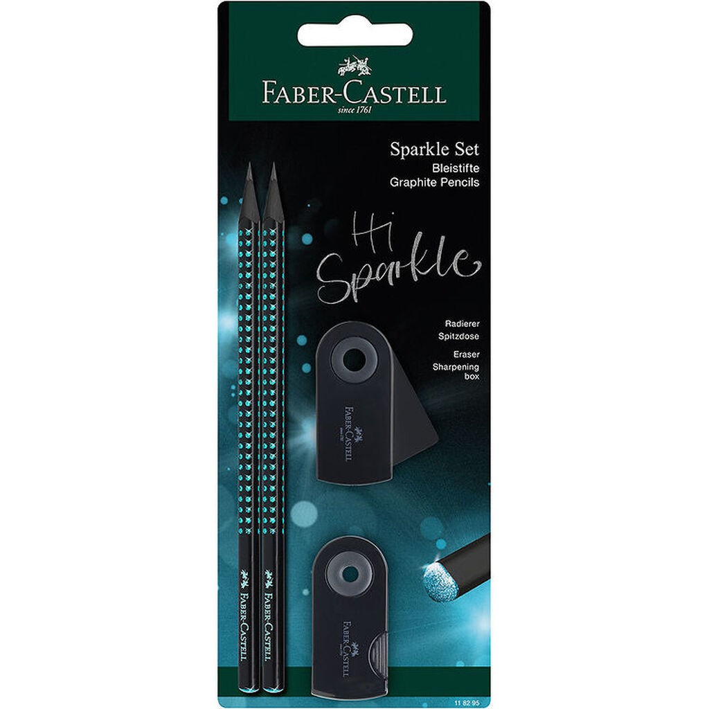 Faber-Castell Blyantsæt - Sparkle - 4 Dele - Black Edition - Mid