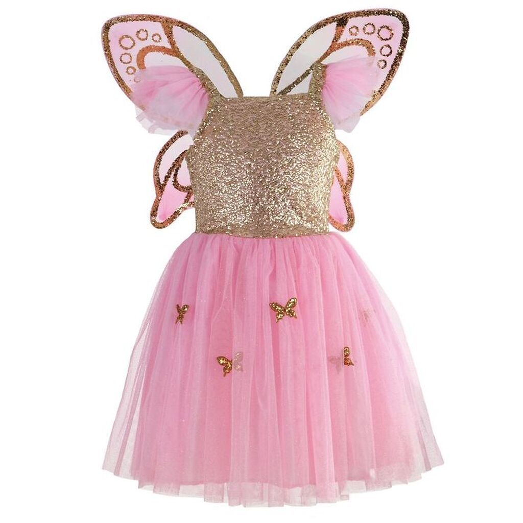 Great Pretenders Udklædning - Sommerfugl - Rosa/Guld