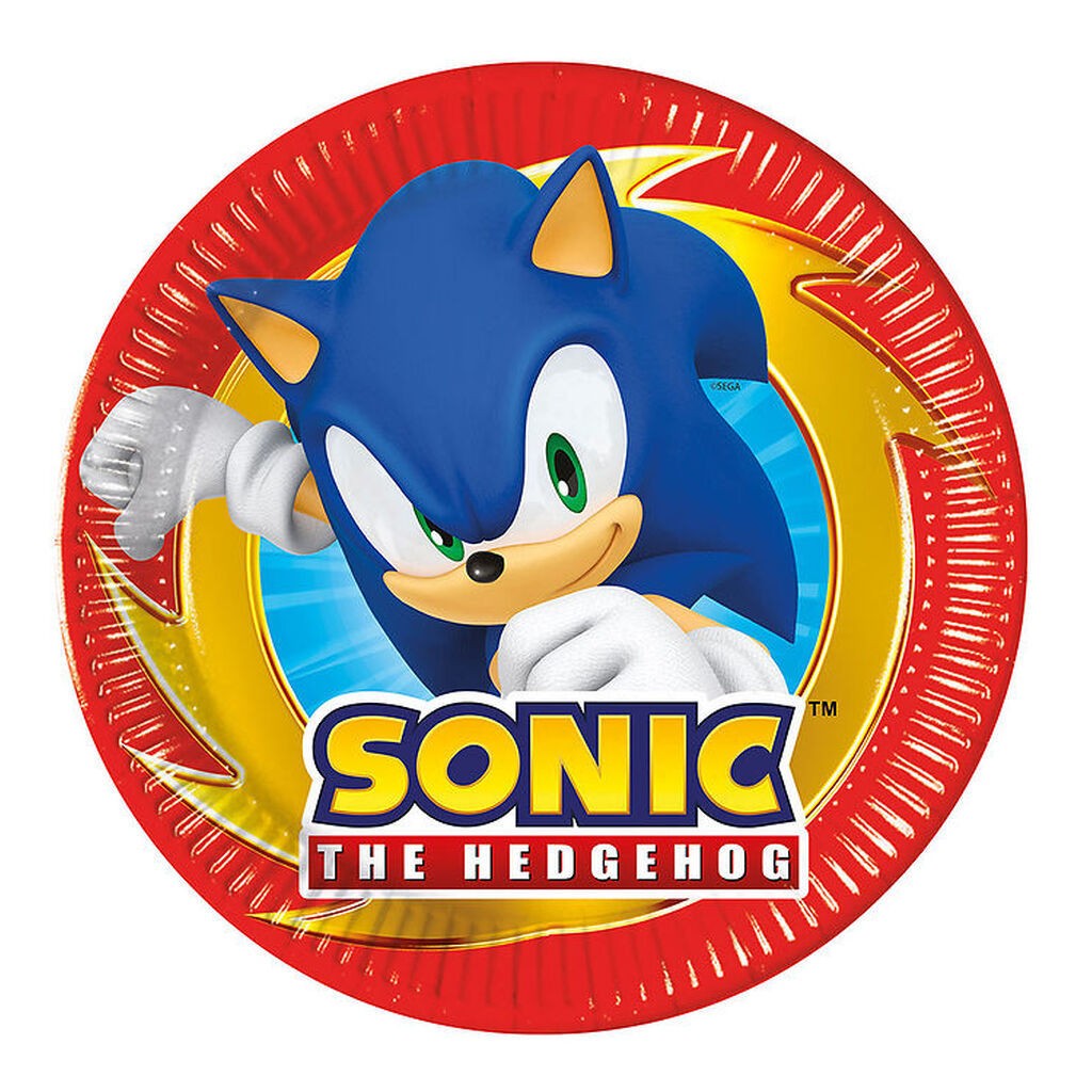 Decorata Party Paptallerkner - 8-pak - 19,5 cm - Sonic Speed