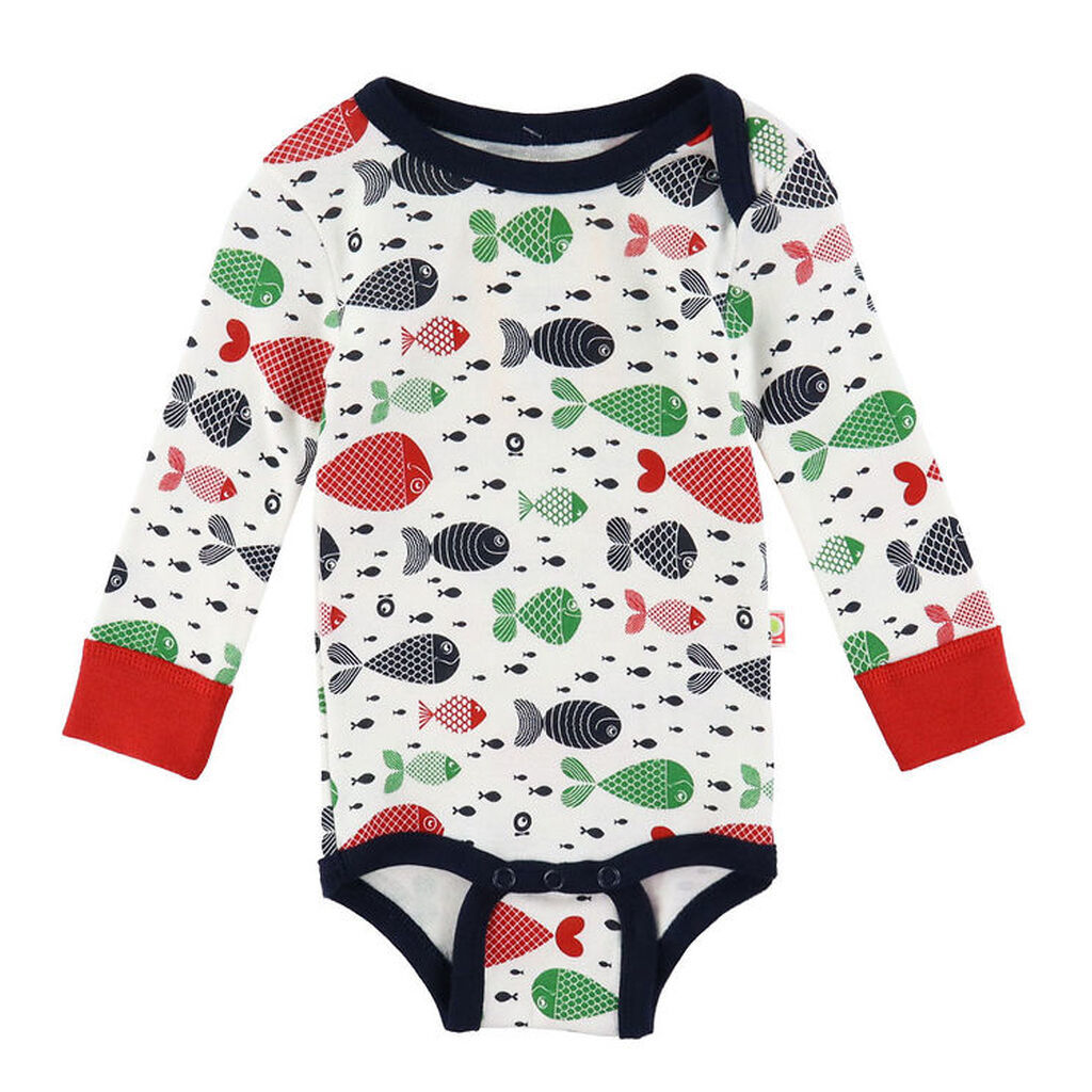 Katvig Body L/Æ - Hvid m. Fisk