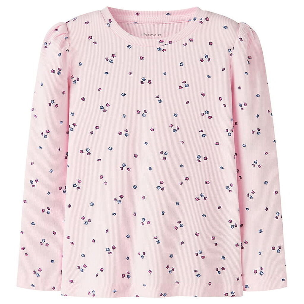 Name It Bluse - Rib - NmfNelia - Cradle Pink m. Blomster