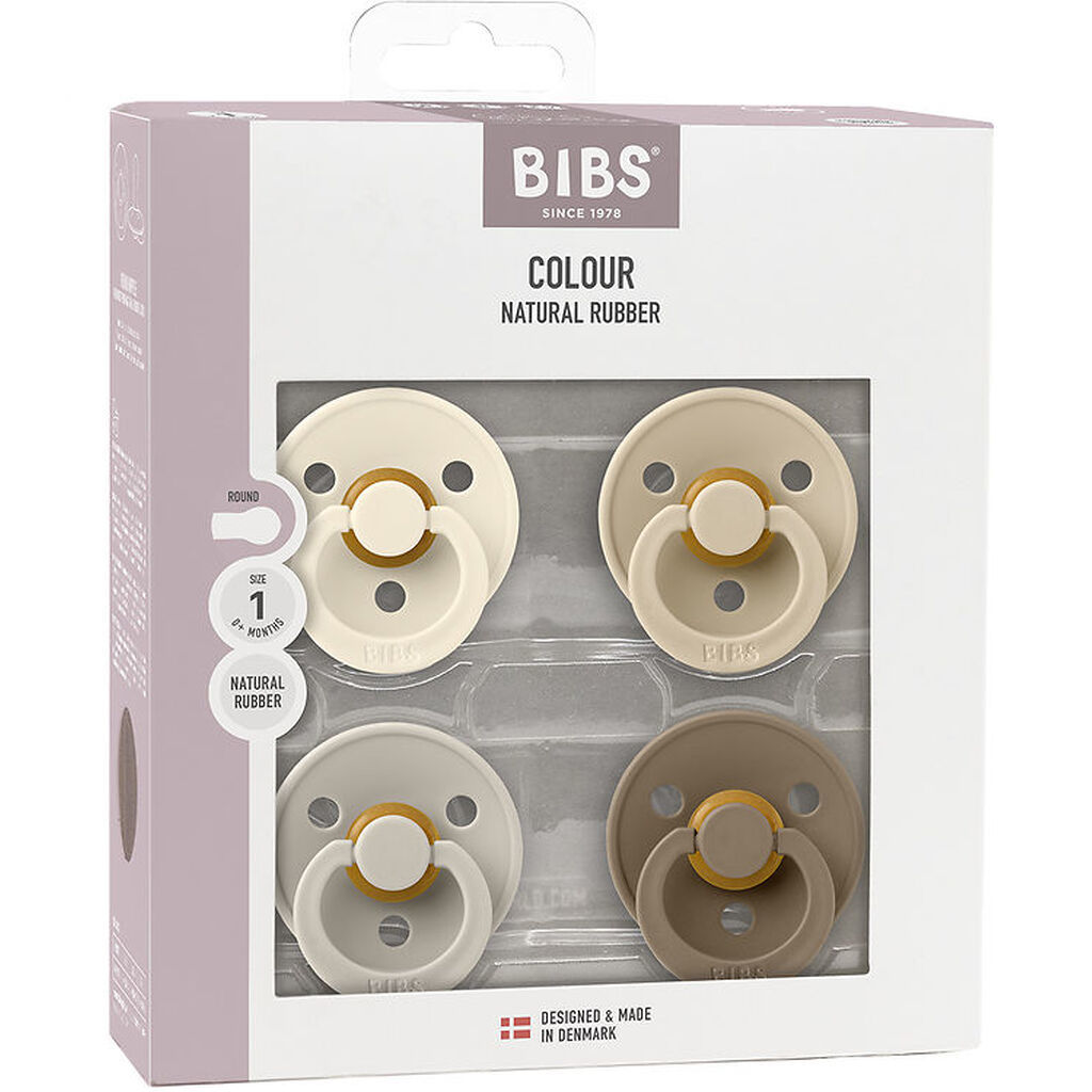 BIBS Colour Sutter - Str. 2 - 4-pak - Rund - Vanilla Mix