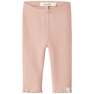 Lil Atelier Leggings - Rib - NbfNora - Cameo Rose m. Hulmønster