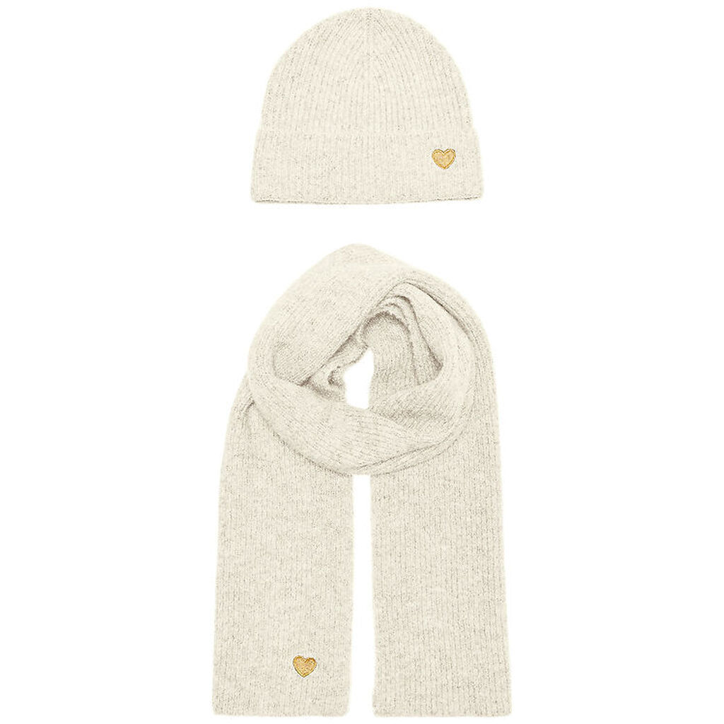 Kids Only Hue og Tørklæde - Strik - KogAvery - Cloud Dancer/Gold