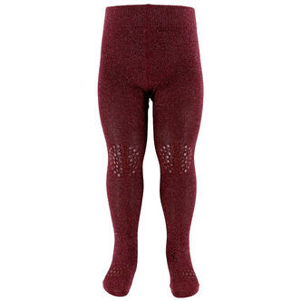 GoBabyGo Kravlestrømpebukser - Bambus - Wine Red m. Glimmer