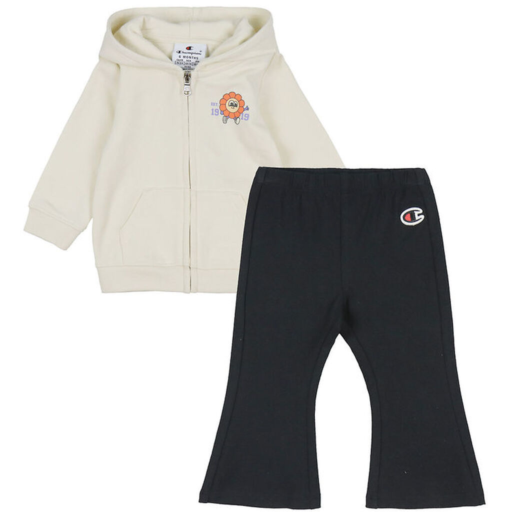 Champion Sæt - Cardigan/Bukser - Off White/Sort m. Logo
