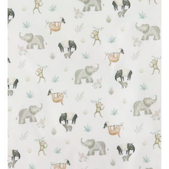 Nørgaard Madsens Sengetøj - Poplin - Voksen - Hvid m. Aber/Elefa