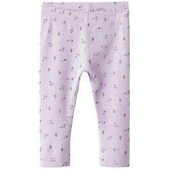 Name It Leggings - Rib - NbfHofie - Misty Lilac m. Blomster