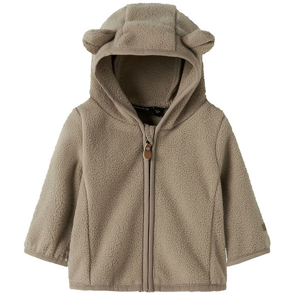 Name It Fleecejakke - NbnMeeko - Timber Wolf m. Ører