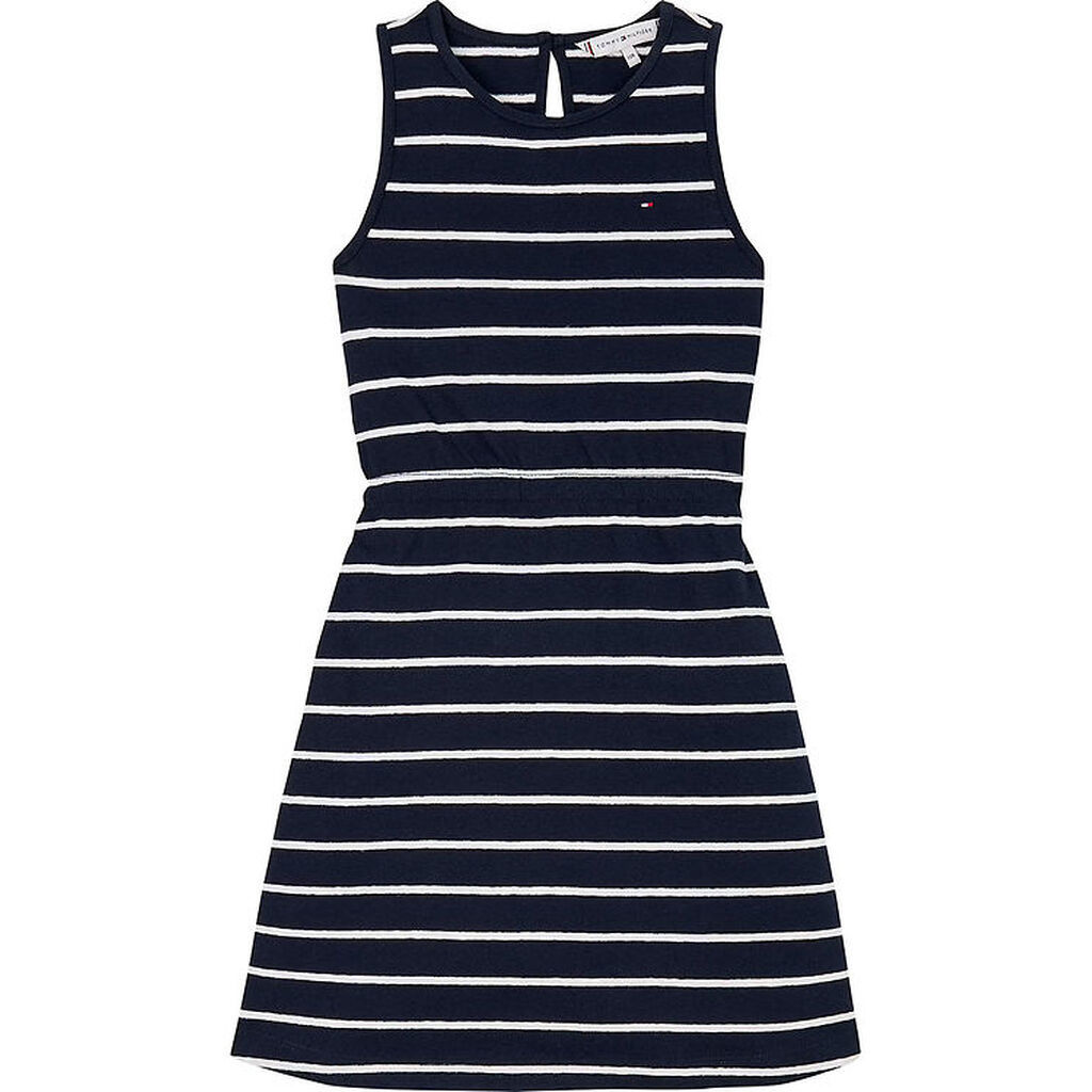 Tommy Hilfiger Kjole - Bomuld/Hør - Dark Night Navy Striped