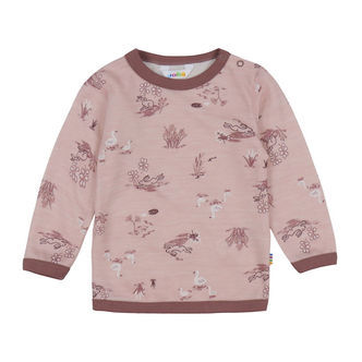 Joha Bluse - Uld/Bambus - Lyserød m. Print