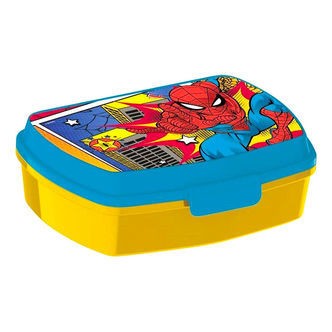 Spiderman Madkasse - Funny Sandwich Box - Gul/Blå