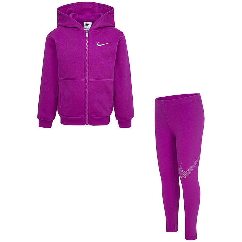 Nike Sæt - Cardigan/Leggings - Hot Fuchsia m. Sølv