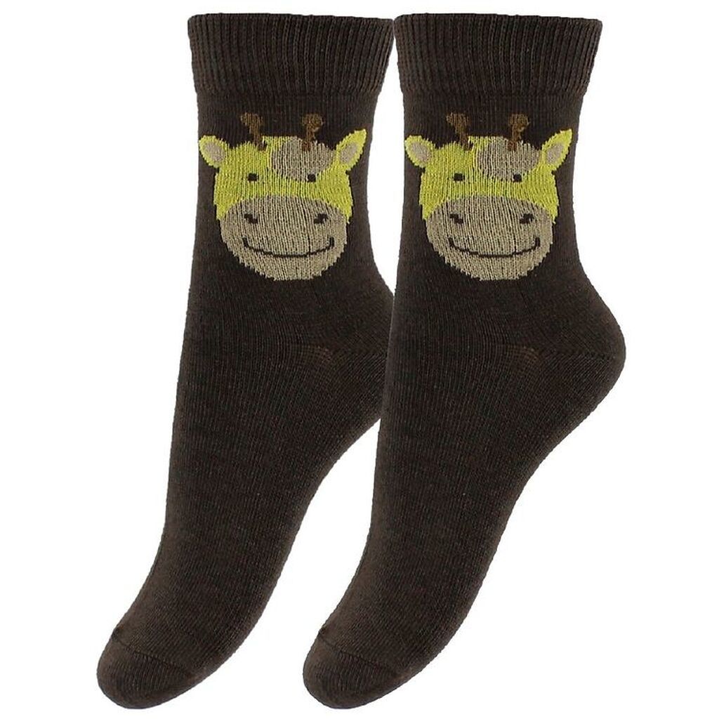 Fuzzies Strømper - 2-Pak - Brun m. Giraf