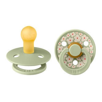 BIBS Colout Sutter - 2-pak - Str. 1 - Rund - Jasmin - Sage Mix