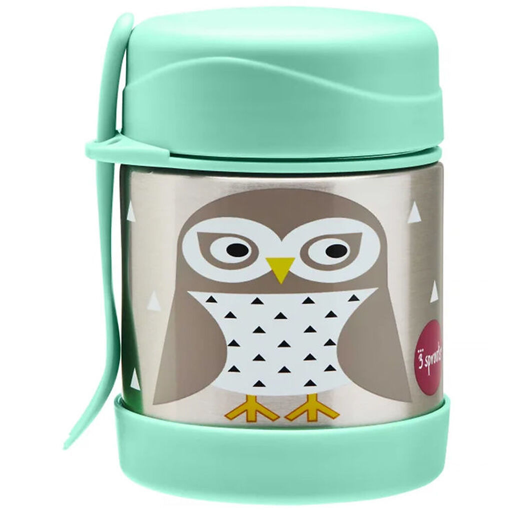 3 Sprouts Termobeholder - Rustfri Stål - 350 ml - Ugle