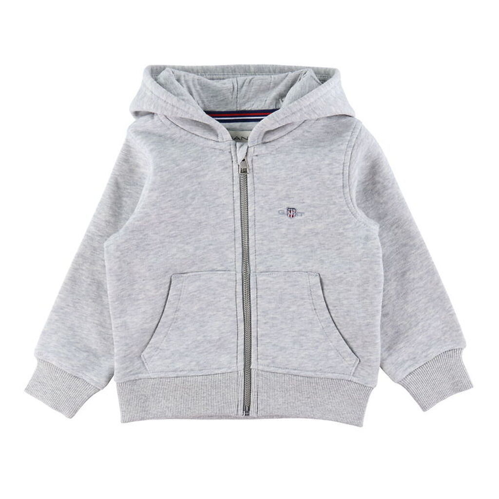 GANT Cardigan - Shield Zip - Light Grey Melange