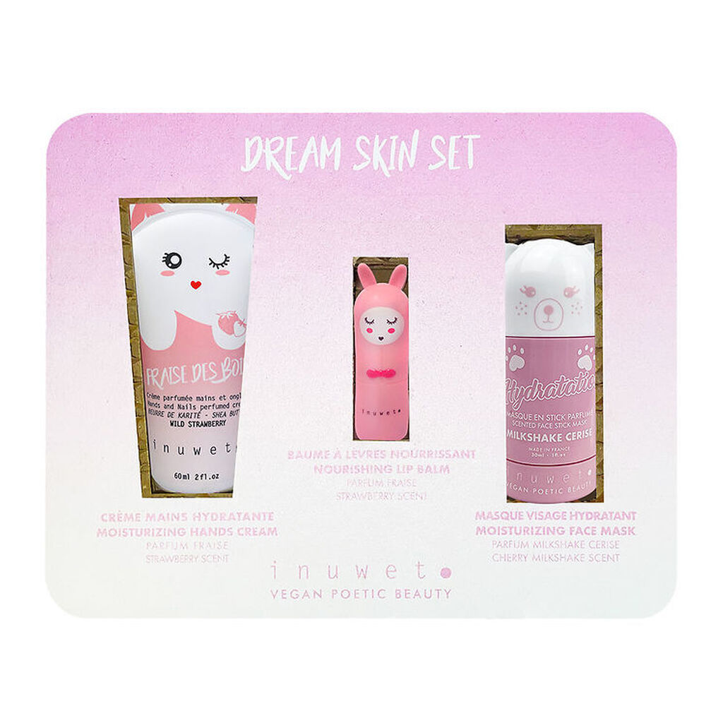Inuwet Gavesæt - Håndcreme/Læbepomade/Ansigtsmaske - Pink