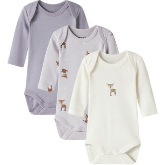 Name It Bodyer l/æ - Noos - NbfBody - 3-pak - Lilac Marble/W/Jet