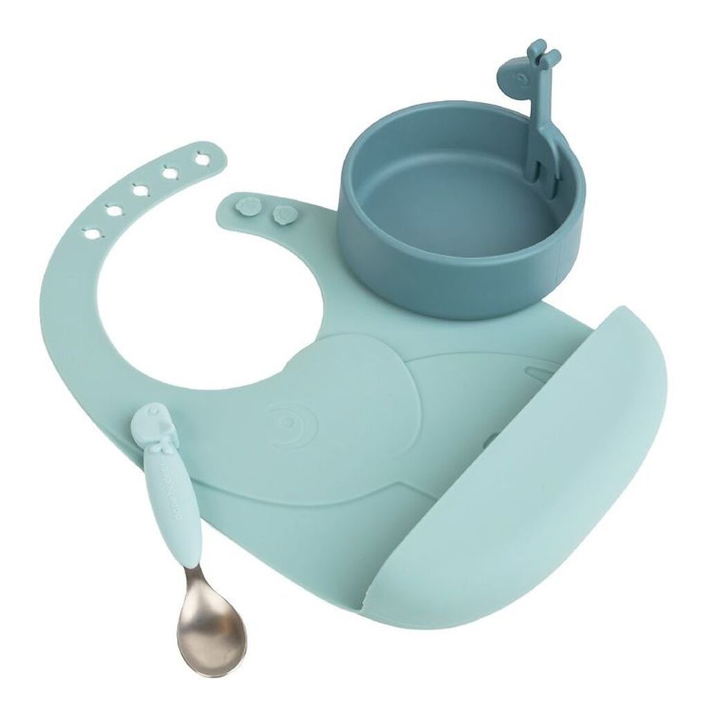 Done by Deer Spisesæt - Silikone - 3 dele - Peekaboo - Blue