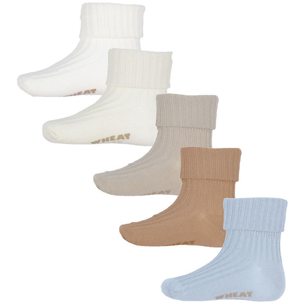 Wheat Strømper - 5-pak - Gaveæske - Evig - Blue