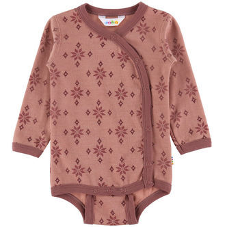 Joha Slå-Om Body l/æ - Uld/Bomuld - Rose m. Snefnug