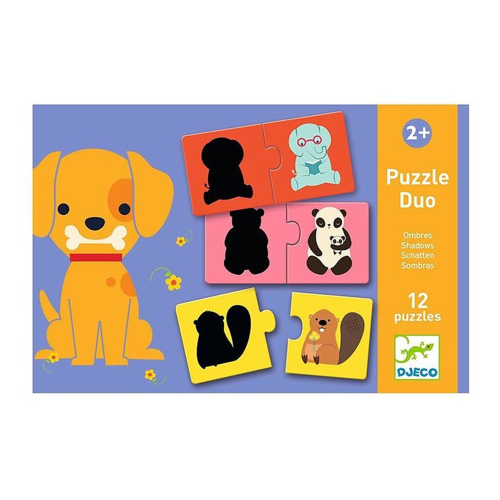Djeco Puslespil - 12 Brikker - Dyreskygger