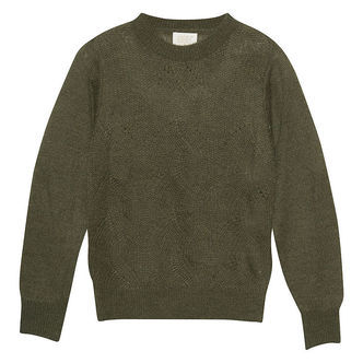 Creamie Bluse - Strik - Olive Night m. Hulmønster