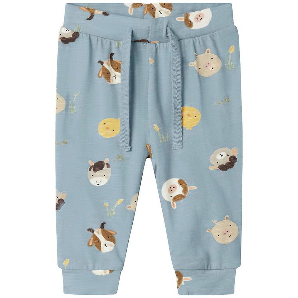 Name It Bukser - NbmLarm - Dusty Blue m. Print