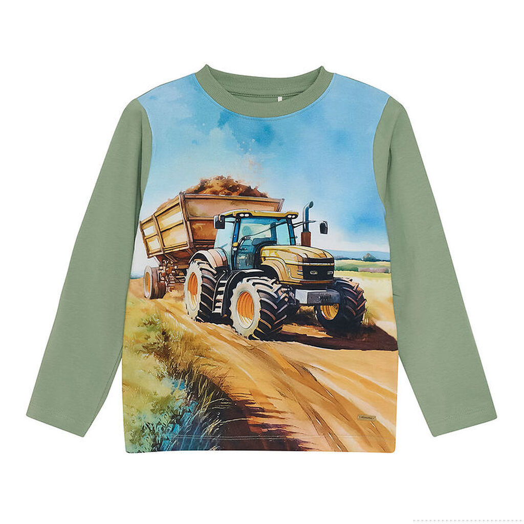 Minymo Bluse - Hedge Green m. Print