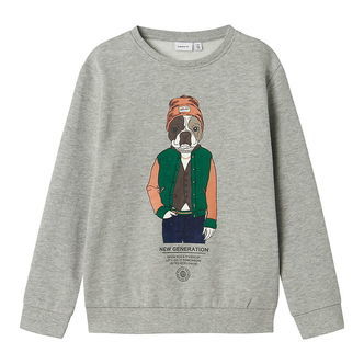 Name It Sweatshirt - NkmPsalko - Gråmeleret m. Print