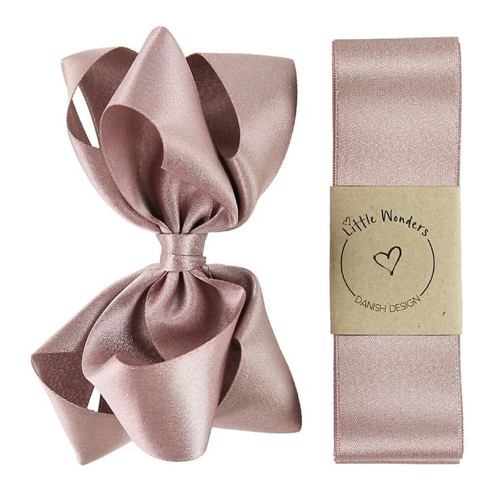 Little Wonders Dåbsbånd m. Sløjfe - Støvet Rosa m. Glimmer