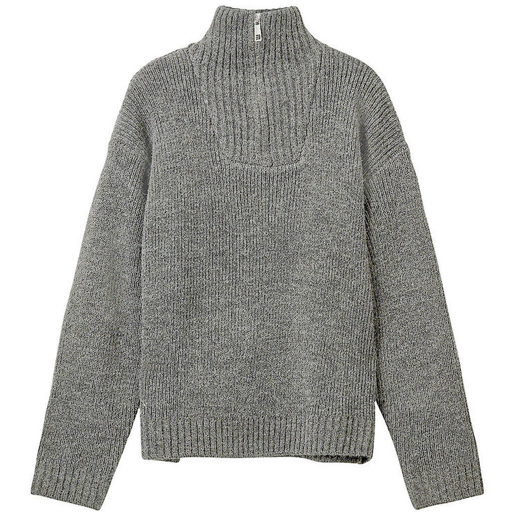 Sofie Schnoor Bluse m. Lynlås - Strik - Pilosy - Gråmeleret