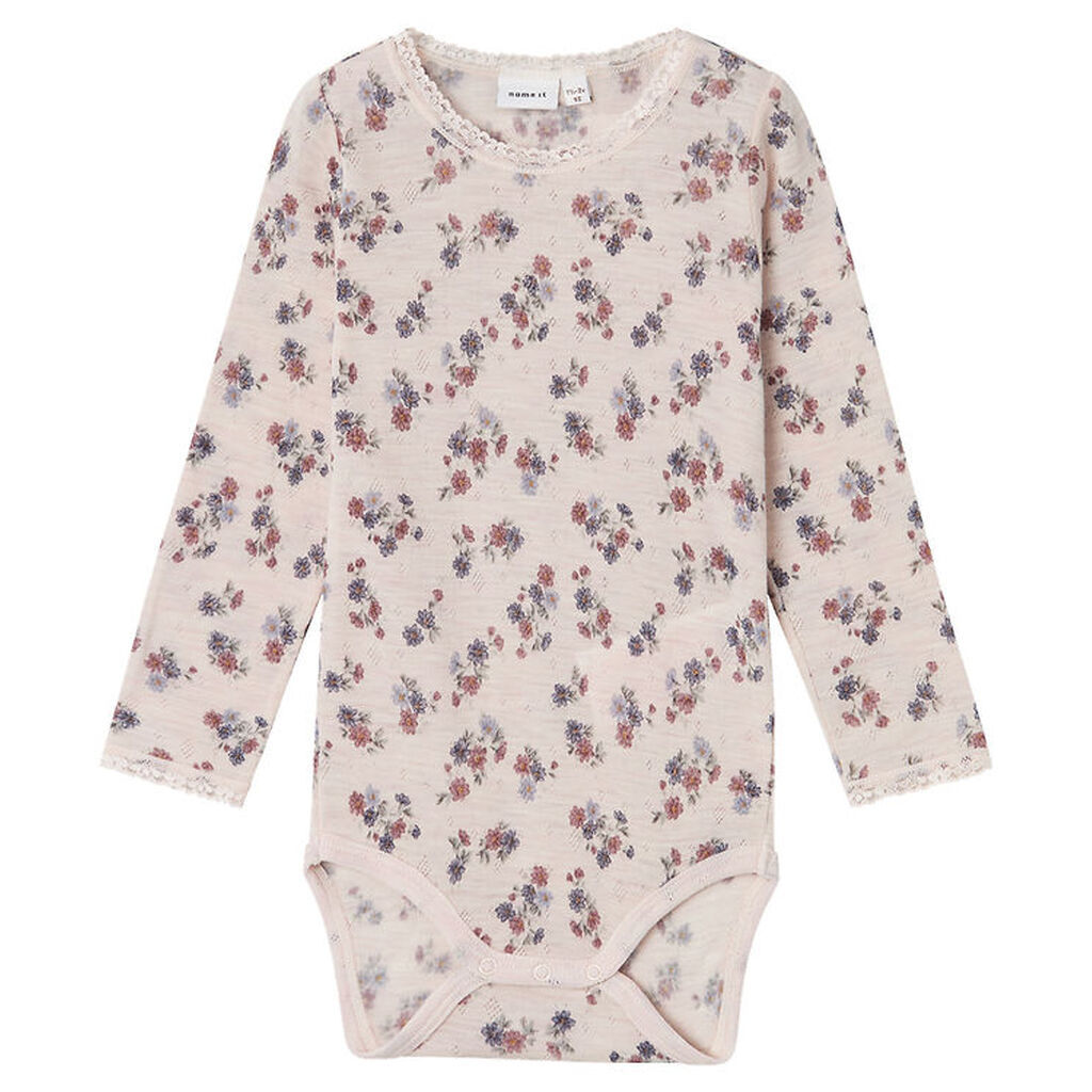 Name It Body l/æ - Uld - Noos - NmfWang - Lilac Ash m. Hulmønste