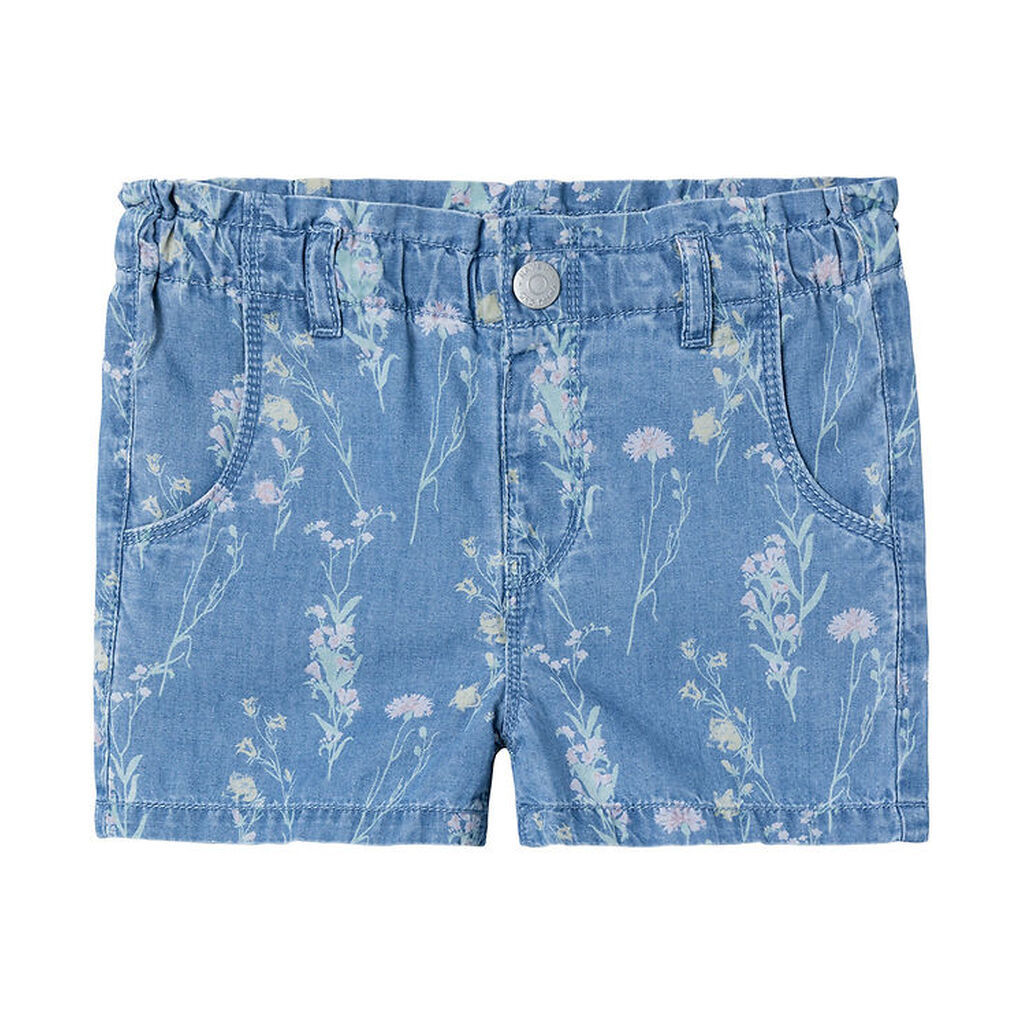 Name It Shorts - NmfBella - Medium Blue Denim m. Blomster
